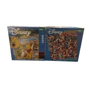 Disney‎ Double Sided Villains and Winnie the Pooh Puzzles Set of 2, NIB